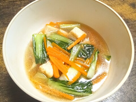 今日は、チンゲン菜と厚揚げDe中華スープ